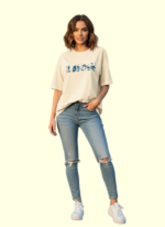 Minimal Cartoon Print Oversized T-Shirt