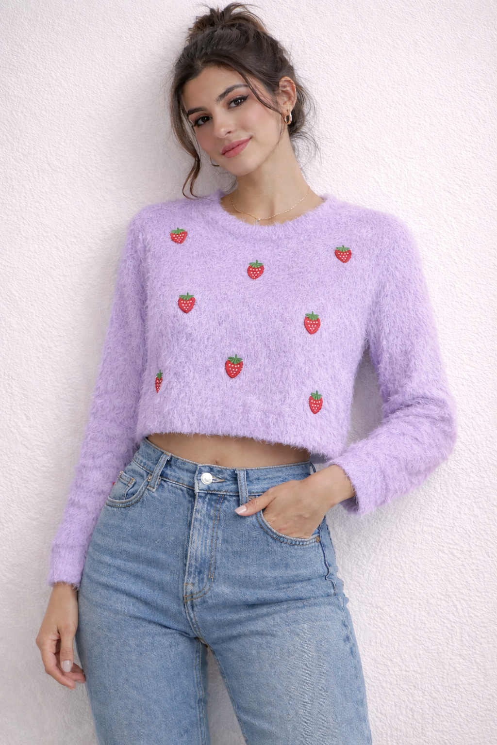 15 Light Pink Fuzzy crop top